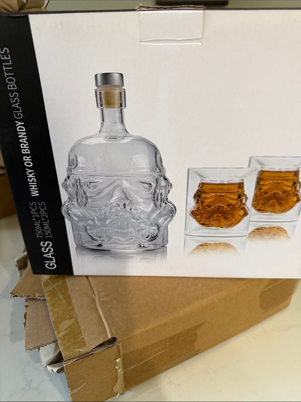 Clear Glass Stormtrooper Decanter and Shot Glass Set - Clear